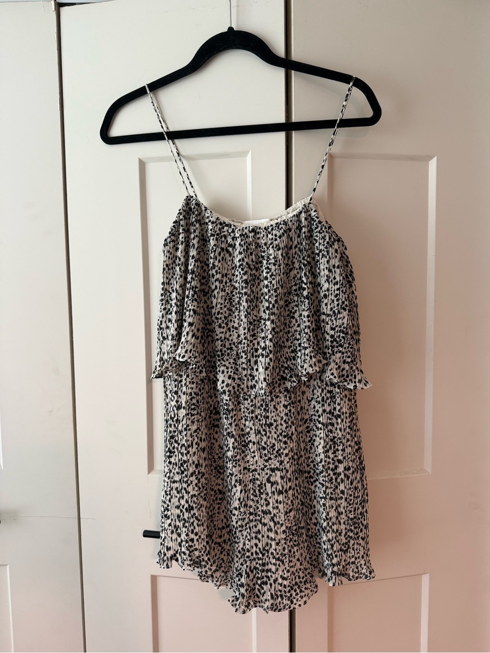 Black & White Spotted Ruffle Romper